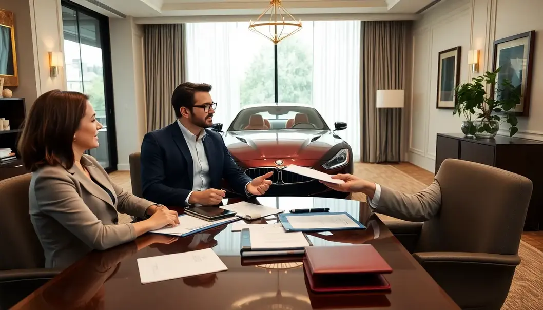 Luxury car reflecting a comprehensive insurance plan in an elegant setting.