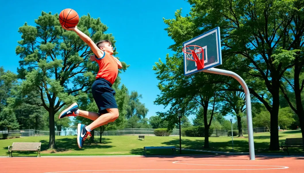 A young athlete honing their dribbling skills in the golden evening hours.